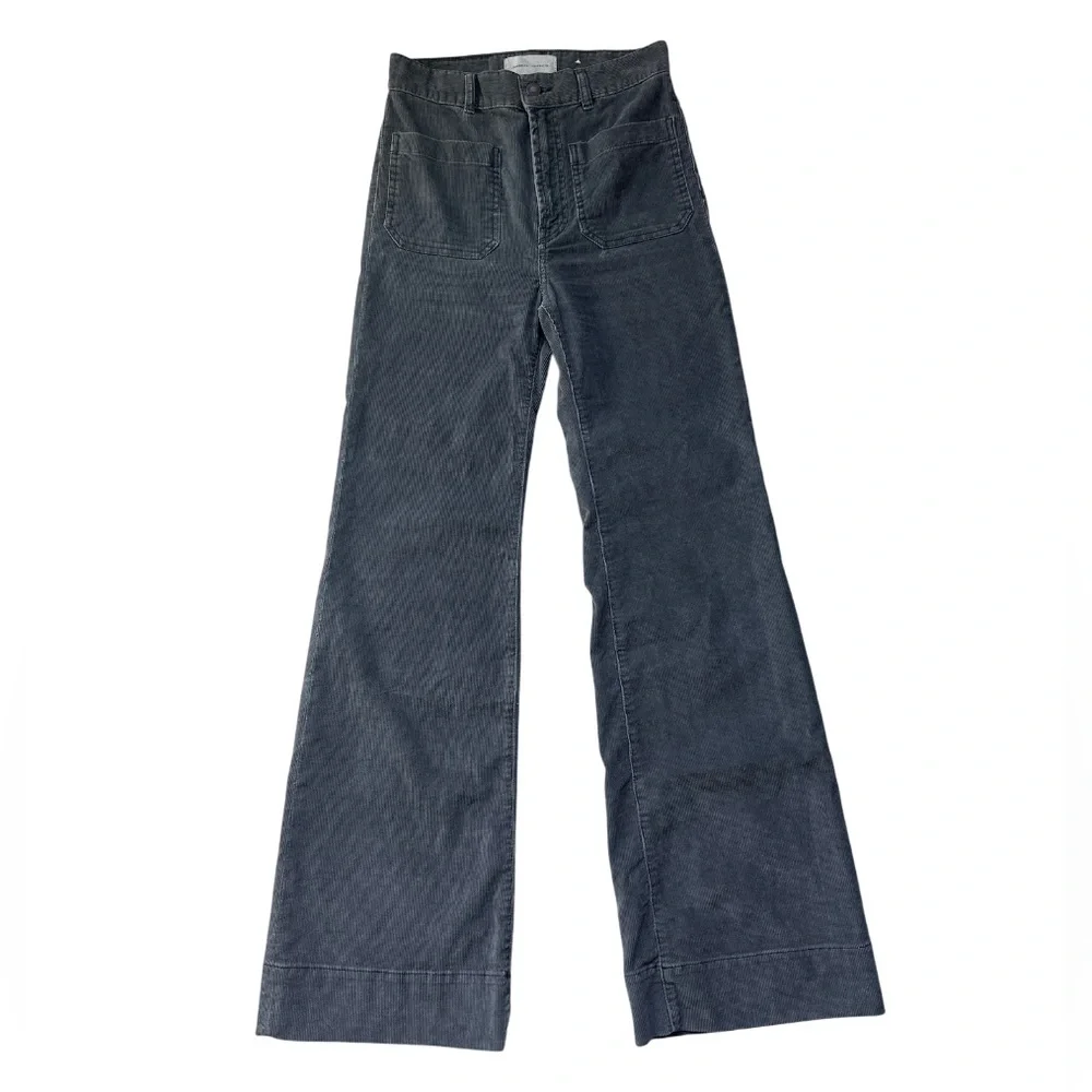 Jeanerica St. Monica Gray Corduroy Wide Leg Pants Flare Sz 25 Sailor Minimalist